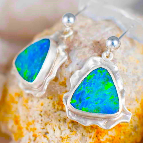 * 1 ELECTRIC FORREST  STERLING SILVER OPAL EARRINGS