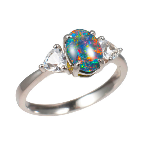 *ROUGE STERLING SILVER AUSTRALIAN OPAL RING