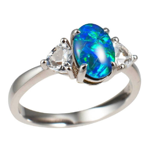  *  A  STANDOUT STERLING SILVER AUSTRALIAN OPAL RING