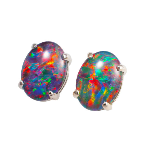 *GORGINA STERLING SILVER AUSTRALIAN OPAL EARRINGS