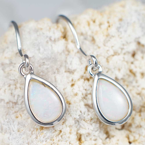 *LACE UP STERLING SILVER AUSTRALIAN OPAL EARRINGS