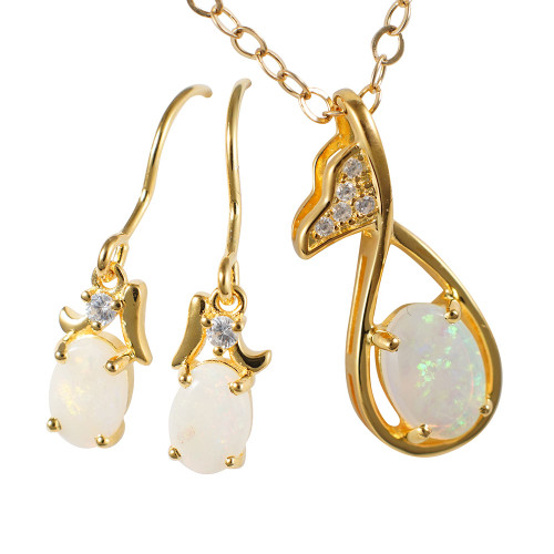 JULES 18KT GOLD AUSTRALIAN SOLID OPAL JEWELRY SET