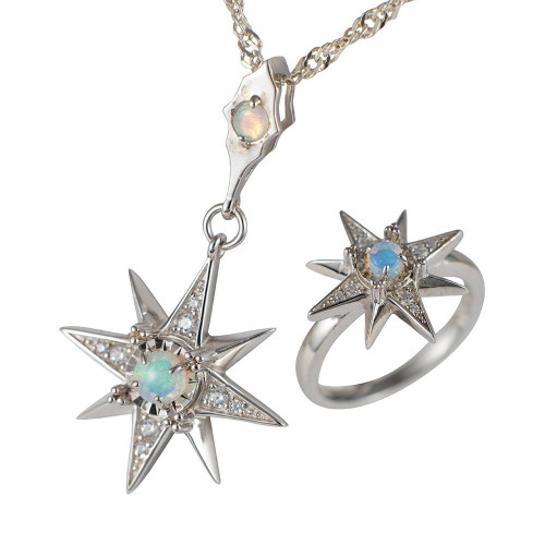 MEGHAN STERLING SILVER AUSTRALIAN SOLID OPAL JEWELRY SET