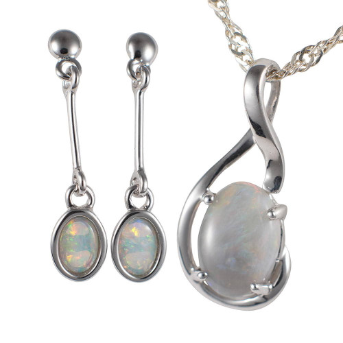 ESME STERLING SILVER AUSTRALIAN SOLID OPAL JEWELRY SET
