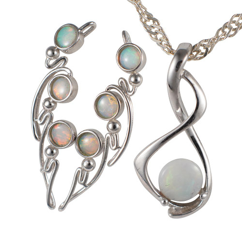 KATIA STERLING SILVER AUSTRALIAN SOLID OPAL JEWELRY SET