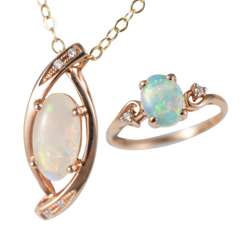 INFAMOUS 14KT ROSE GOLD AUSTRALIAN OPAL JEWELRY SET