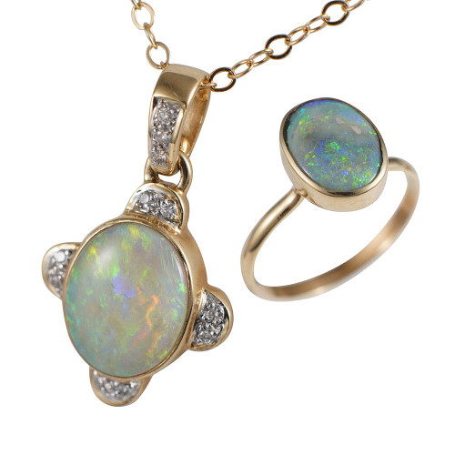 TAYE 14KT GOLD AUSTRALIAN OPAL JEWELRY SET