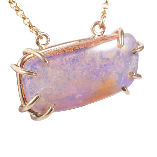GEM BLAST 14KT ROSE GOLD FILLED AUSTRALIAN OPAL NECKLACE