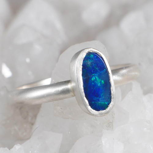 *OPAL BRILLIANCE STERLING SILVER AUSTRALIAN OPAL RING