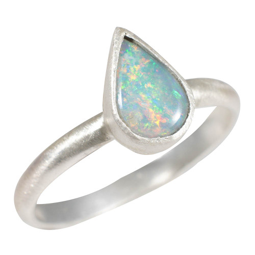 *RAINBOW ROAD STERLING SILVER AUSTRALIAN OPAL RING