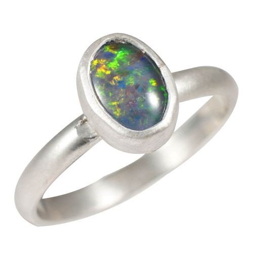 *QUEEN BEE STERLING SILVER AUSTRALIAN BOULDER OPAL RING