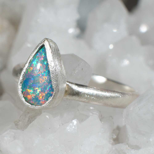 *TREASURED FUTURE STERLING SILVER AUSTRALIAN OPAL RING