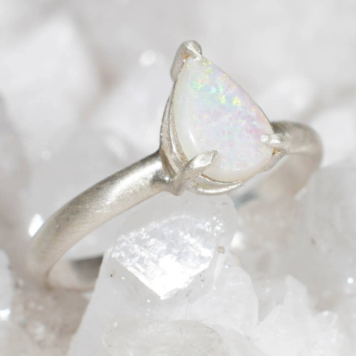 BRIGHT VORTEX STERLING SILVER AUSTRALIAN OPAL RING