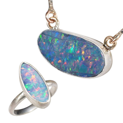 * TRUSTED LOVE STERLING SILVER AUSTRALIAN OPAL JEWELLERY SET