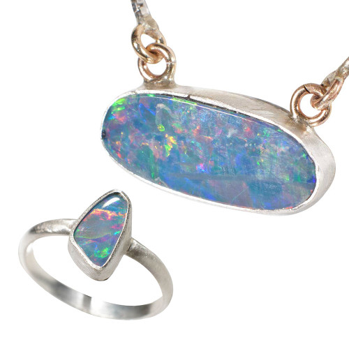 DEEP LOVE STERLING SILVER OPAL JEWELLERY SET