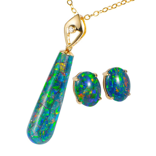 * FLASH SALE* A SUMMER SKY 14KT GOLD & DIAMOND OPAL JEWELRY SET (3 DAYS ONLY)