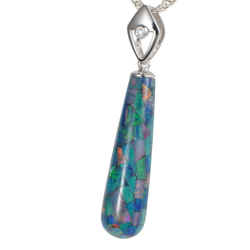 CLEAR DIRECTION STERLING SILVER AUSTRALIAN OPAL NECKLACE