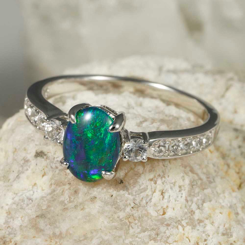 MIMI STERLING STERLING SILVER AUSTRALIAN OPAL RING