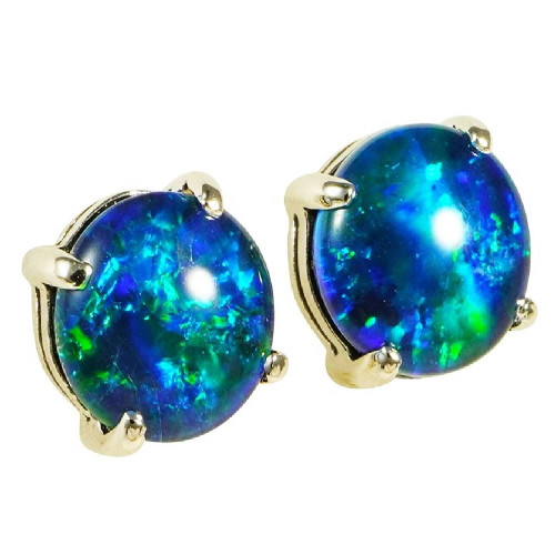 FEATHERED DAZZLE STERLING SILVER AUSTRALIAN OPAL STUD EARRINGS