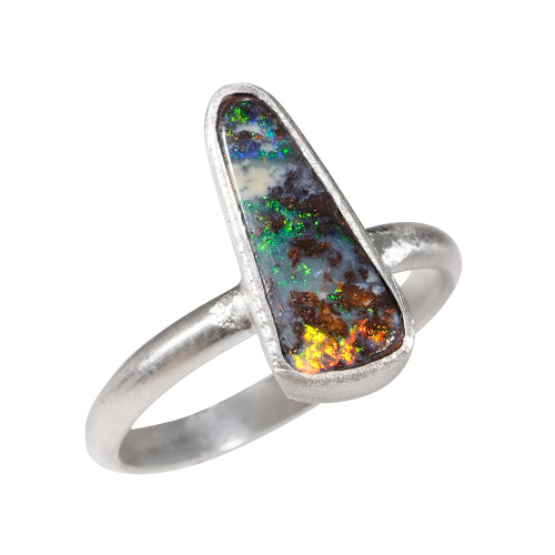 *   CAPTURED ART SILVER SOLID BOULDER OPAL RING