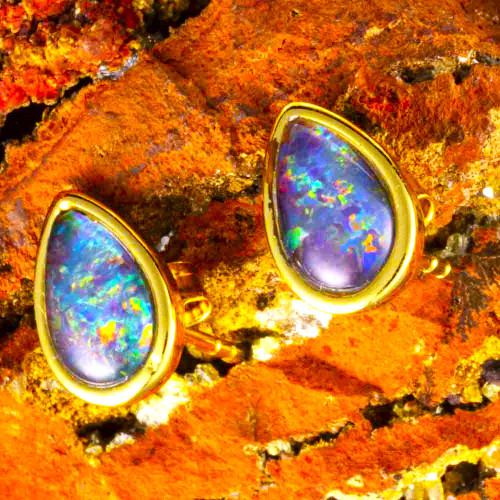 WINTER BERRY 18KT ROSE GOLD PLATED AUSTRALIAN OPAL STUD EARRINGS