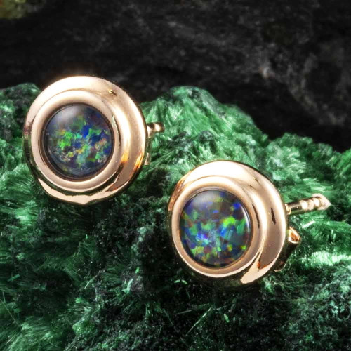 JASMINE JEWEL 18KT ROSE GOLD PLATED AUSTRALIAN OPAL STUD EARRINGS