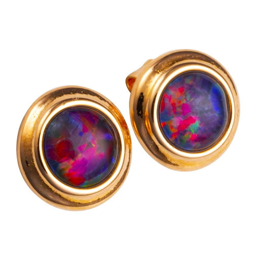 WHISPERING WILLOW 18KT ROSE GOLD PLATED AUSTRALIAN OPAL STUD EARRINGS