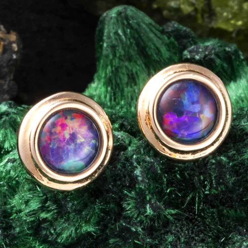 WHISPERING WILLOW 18KT ROSE GOLD PLATED AUSTRALIAN OPAL STUD EARRINGS