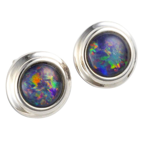 MORNING DEW STERLING SILVER OPAL STUD EARRINGS