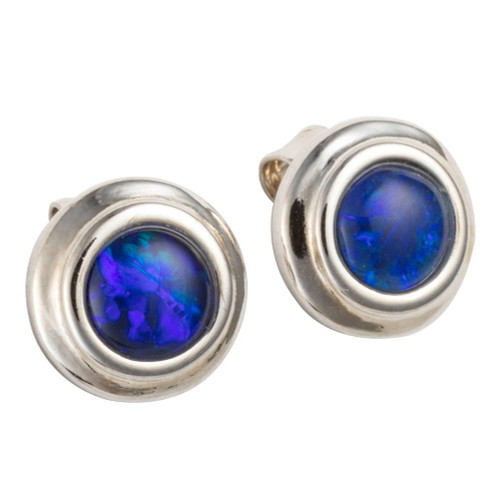 BRILLIANT REFLECTIONS STERLING SILVER AUSTRALIAN OPAL STUD EARRINGS