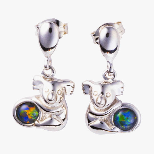 TIMELESS SHINE STERLING SILVER AUSTRALIAN OPAL DROP EARRINGS