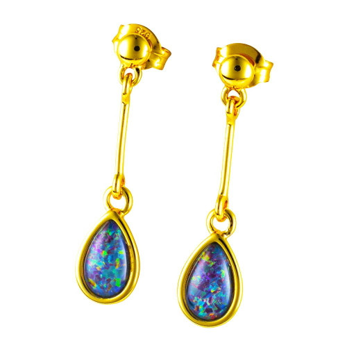 SONIC WAVES 18KT GOLD PLATED AUSTRALIAN OPAL DROP EARRINGS