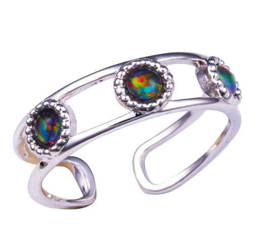* a RAINBOW POD SILVER OPAL RING