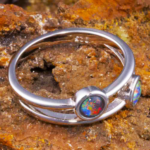 * PINFIRE MAGIC STERLING SILVER AUSTRALIAN OPAL RING