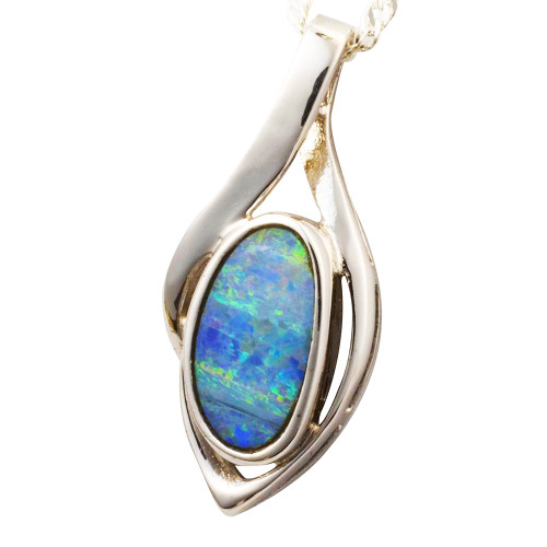 *SPARKLE VORTEX STERLING SILVER AUSTRALIAN OPAL NECKLACE