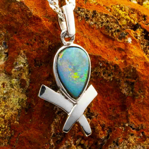 ANGI ANGEL STERLING SILVER AUSTRALIAN OPAL NECKLACE