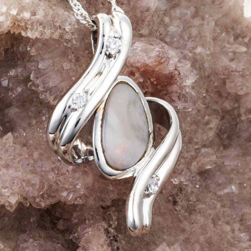 DREAM JOURNAL STERLING SILVER AUSTRALIAN WHITE OPAL NECKLACE