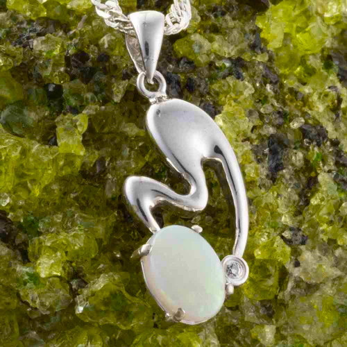 MINDFULNESS STERLING SILVER AUSTRALIAN WHITE OPAL NECKLACE