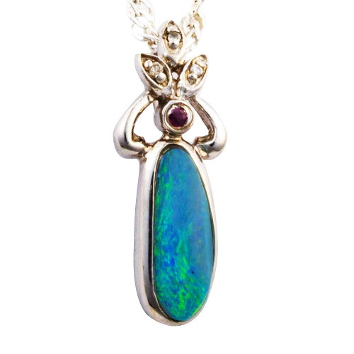 SPIRITUAL GIFTS STERLING SILVER AUSTRALIAN OPAL NECKLACE