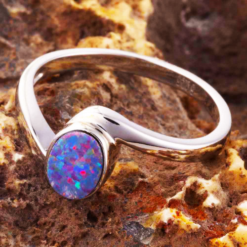 * OPAL ANTHEM STERLING SILVER AUSTRALIAN OPAL RING