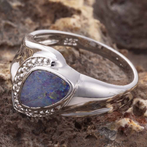 CELESTIAL GLOW STERLING SILVER AUSTRALIAN OPAL RING