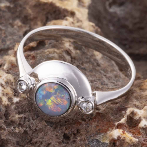 LIBRA BREEZE STERLING SILVER AUSTRALIAN OPAL RING