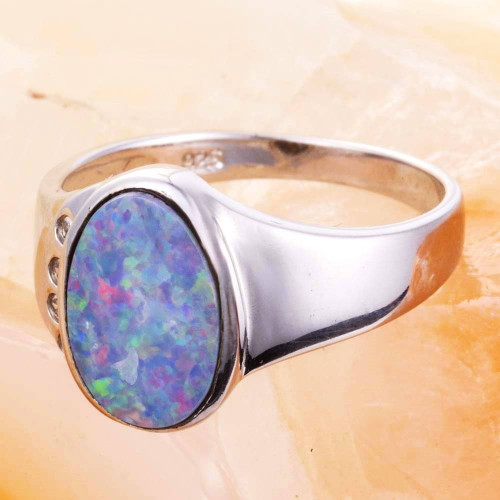 LUNAR SPARK STERLING SILVER AUSTRALIAN OPAL RING