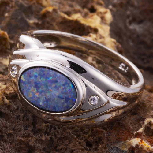 ETHER BLOOM STERLING SILVER AUSTRALIAN OPAL RING