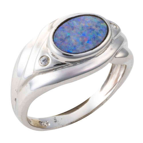ETHER BLOOM STERLING SILVER AUSTRALIAN OPAL RING