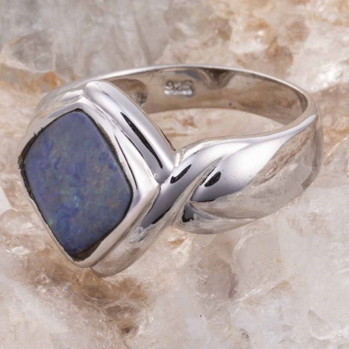 MILKY WAY GLOW STERLING SILVER AUSTRALIAN OPAL RING