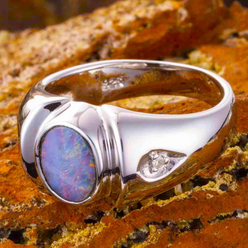 ASTRAL GLIMMER STERLING SILVER AUSTRALIAN OPAL RING