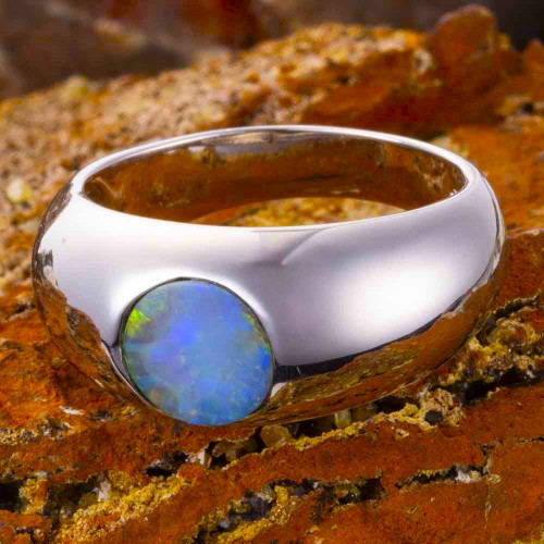 SUNSPOT STERLING SILVER AUSTRALIAN OPAL RING