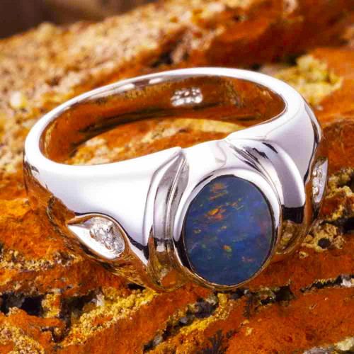 STARDUST SUNSET STERLING SILVER AUSTRALIAN OPAL RING