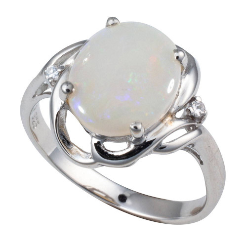 MOON BABY STERLING SILVER AUSTRALIAN WHITE OPAL RING